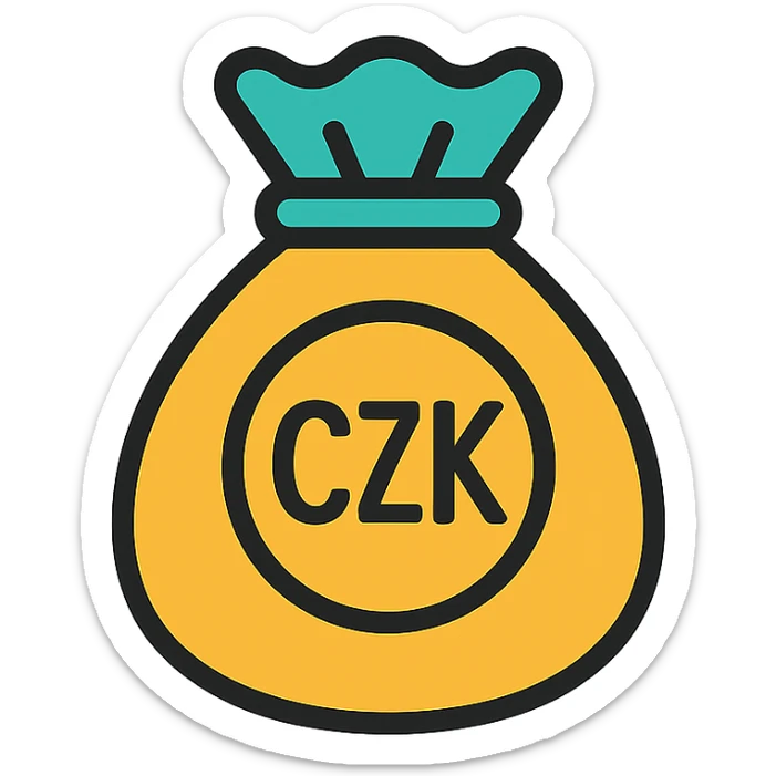 clean modern icon style money sack with CZK Czech koruna currency symbol sticker