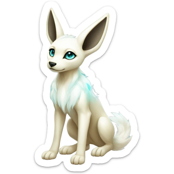 Shiny White Angelic Electric Albino Umbreon. cyan eyes and cyan markings. Golden Anubis-rings. full body sticker