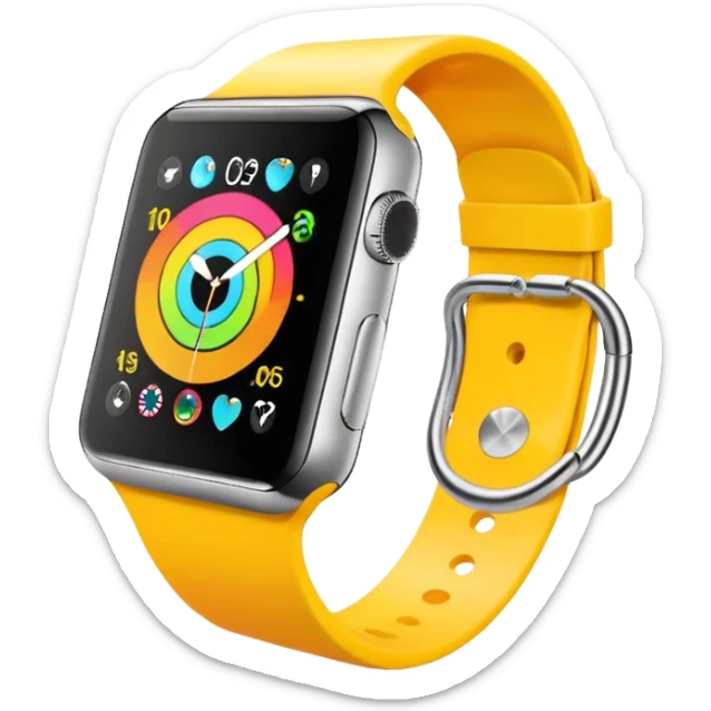 a colourful apple watch with fitness rings in the style of an ios emoji  sticker