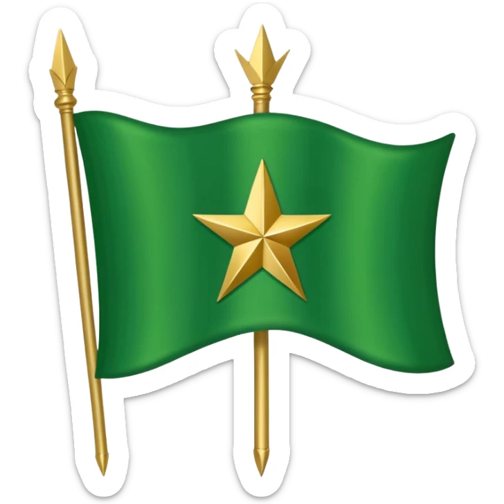 The Circassian flag (or the Flag of Adygea) is the national flag of the Circassians. It has a green background with twelve gold stars forming an arc that looks like a bow. There are three crossed arrows in the center. sticker