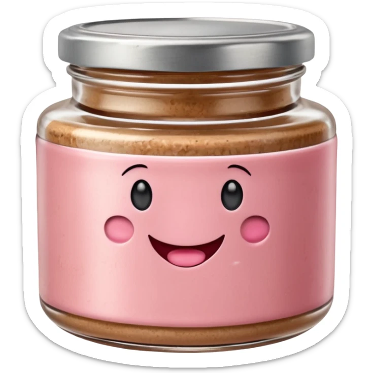 small glass jar of coarse beige-pink pâté with metal lid, visible texture, no label or extras, soft lighting, subtle shadows, transparent background, emoji scale sticker