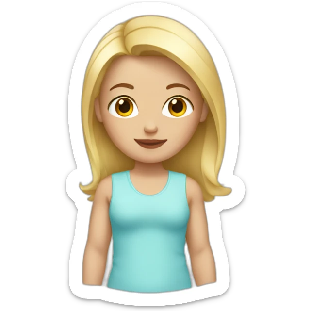 woman with blonde hair and brown eyes and baby sticker
