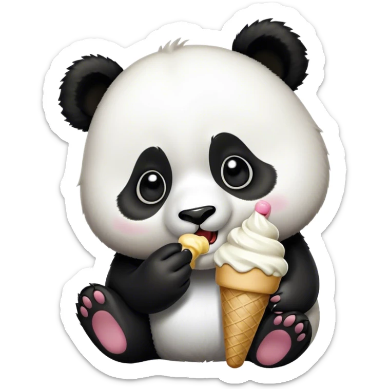 Panda eating ice cream sticker