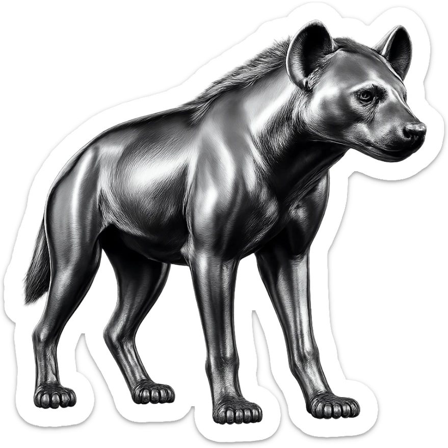 hyena, chrome style sticker