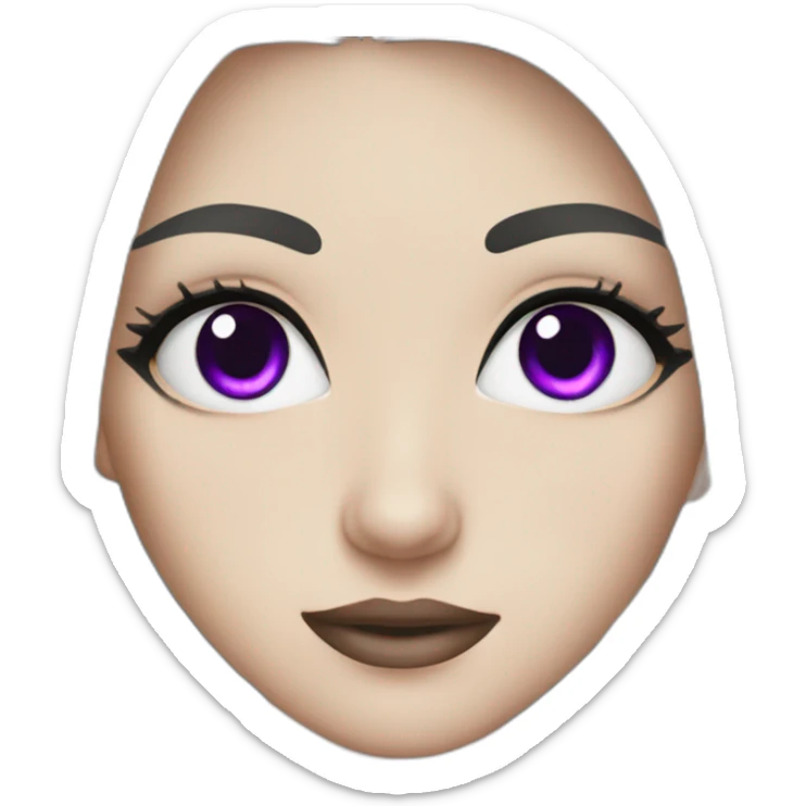 A white girl with purple eyes and dark black hair sticker
