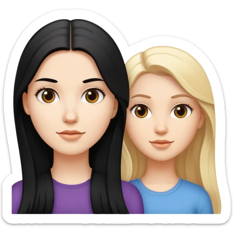 long black hair white girl and medium brown hair white girl and blonde white girl sticker