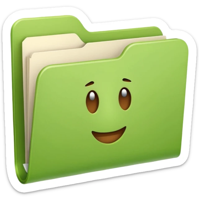 Add a white paper sticking out of the light green closed folder in apple emoji style. sticker