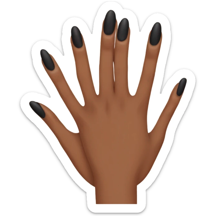Brown girl hands with almond shaped manicure with black French tips sticker