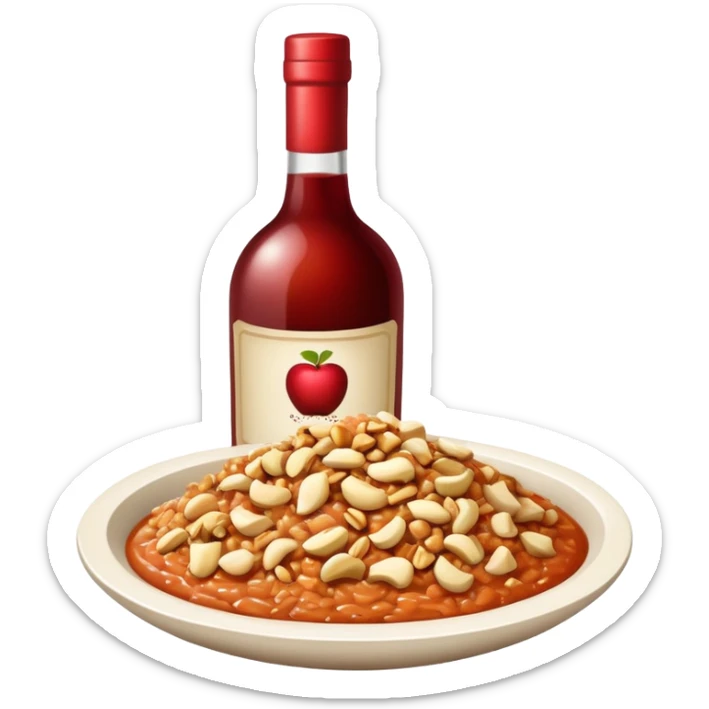 A sauce made of grated apple, diced nuts and wine. It's color should resemble a brick sticker