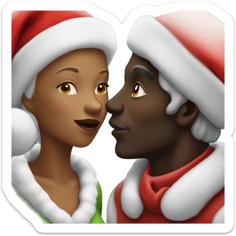 Dark skin Santa kissing tan skin Mrs clause sticker