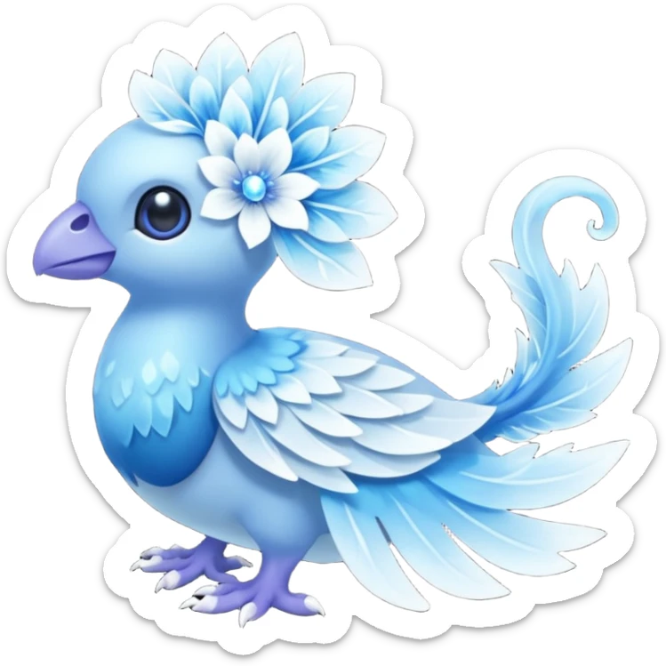 elemental icy floral ethereal glacial Axew-Rufflet-Brionne-Pokémon-Fakémon-hybrid-creature sticker