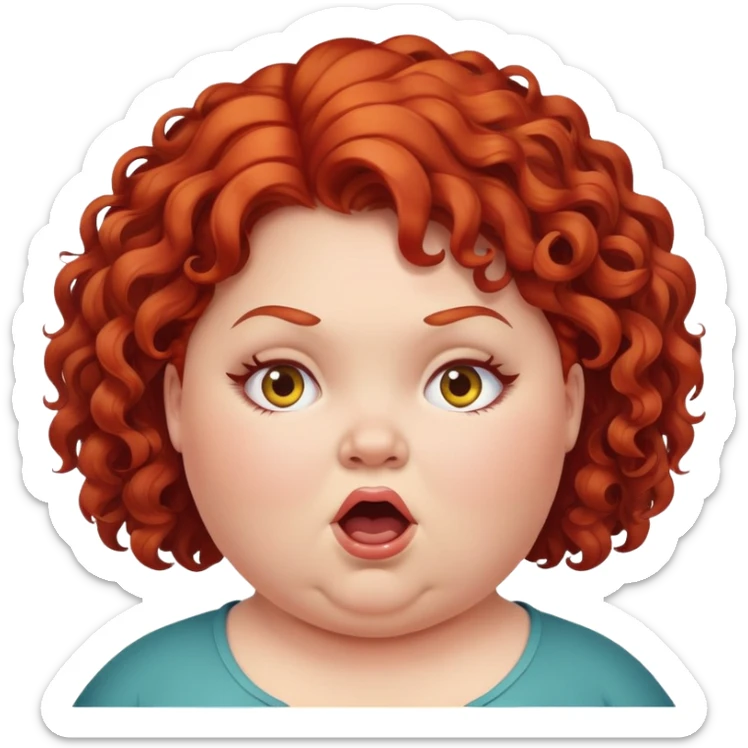 Obese girl with red curly hair and she looks crazy sticker