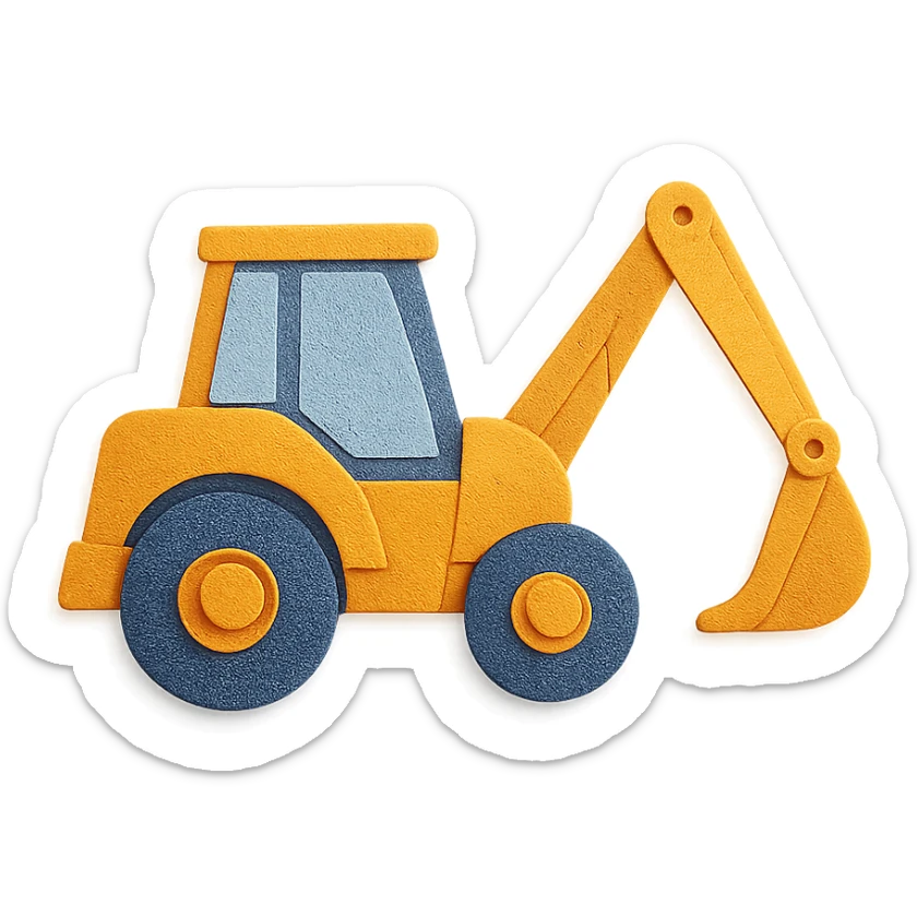 paper craft style backhoe loader sticker