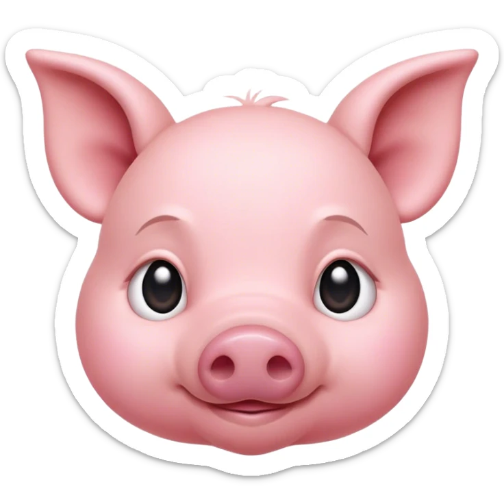 Cinematic Noble Piglet Portrait Emoji, Poised and regal, with a tiny, delicate build and a soft, smooth rosy-pink hide, deep-set soulful beady eyes, Simplified yet sharp and sophisticated features, highly detailed, glowing with a gentle, dignified glow, high shine, intelligent and endearing, stylized with an air of miniature nobility, focused and attentive, soft glowing outline, capturing the essence of a watchful and confident little piglet, so majestic it feels as though it could scamper out of the screen with effortless authority! sticker