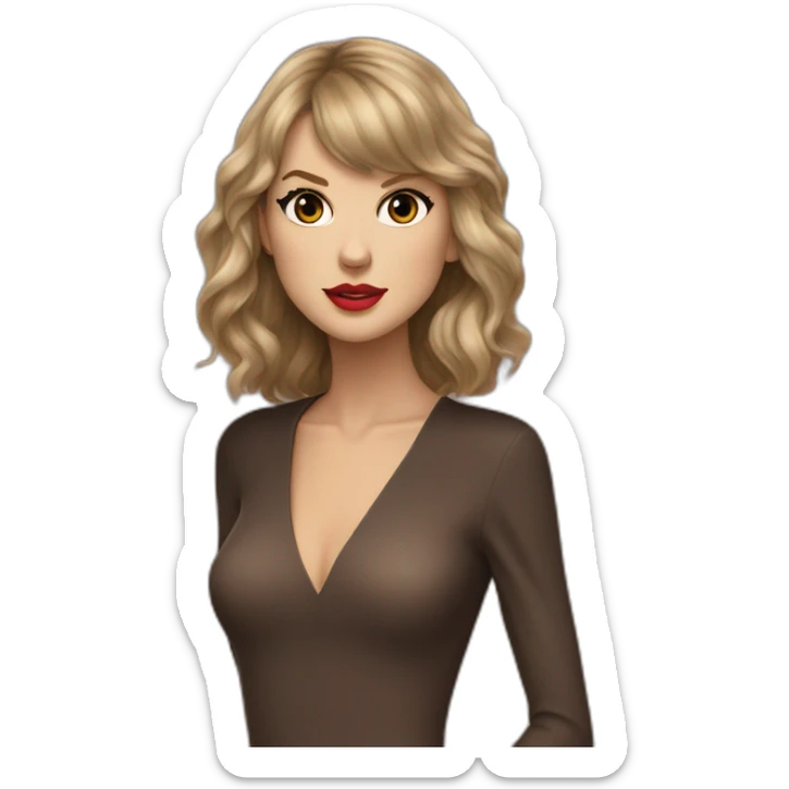 Taylor Swift `with a brown dress and a look lost in the void sticker