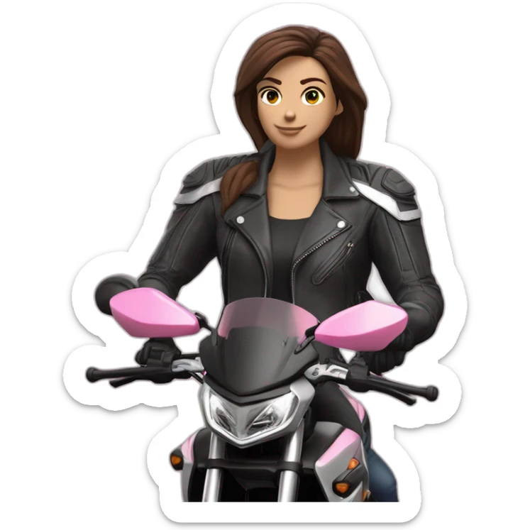 Moto benelli trk 502X rosa piloto mujer y hombre detrás sticker