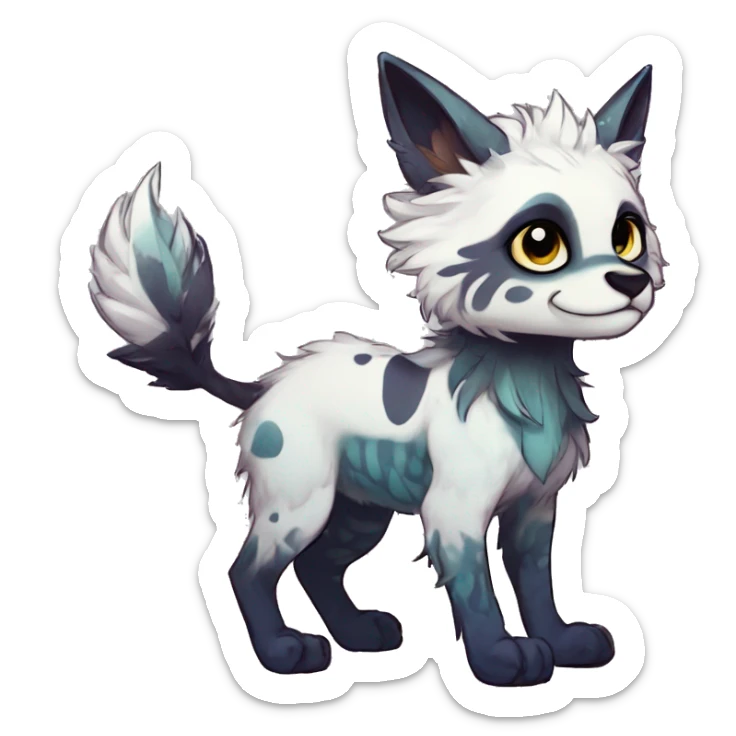 Cool cute Kawaii edgy fantasy shiny animal  fursona Fionbri vernid by griffsnuff & LiLaiRa & Falvie full body sticker
