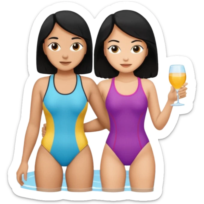 ligh skin black hair man and ligh skin black hair woman swin suit sticker