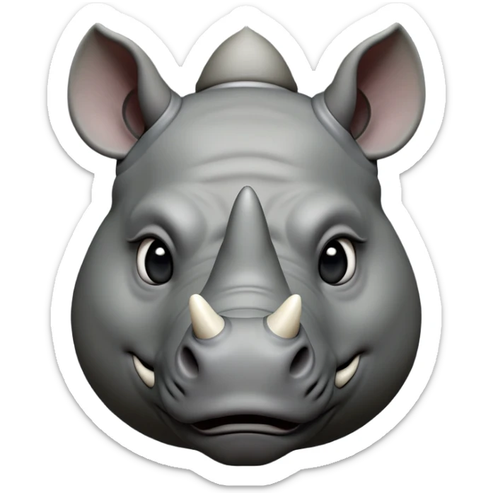 cinematic-noble--rhinoceros-portrait-emoji,slate-grey-hide--poised-and-regal,-with-a-massive,-powerful-build-and-a-thick, -deep-set-soulful-piercing-eyes,-simplified-yet-sharp-and-sophisticated-features,-highly-detailed,-large-black-eyes, zoomed out showing shoulders sticker