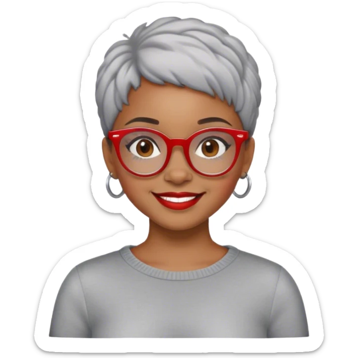 Light skinned Black girl with red glasses short natural gray haircut celebrating Black history month sticker