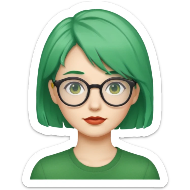 woman with green hair and glasses sticker