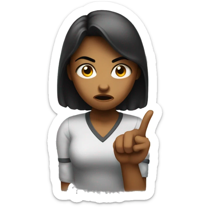 angry girl showing disapproval with hand sign in front of her  sticker