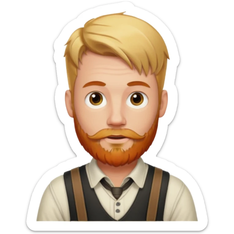 German man with blonde hair and a red beard that’s not long. Put him in a liter hose in. sticker