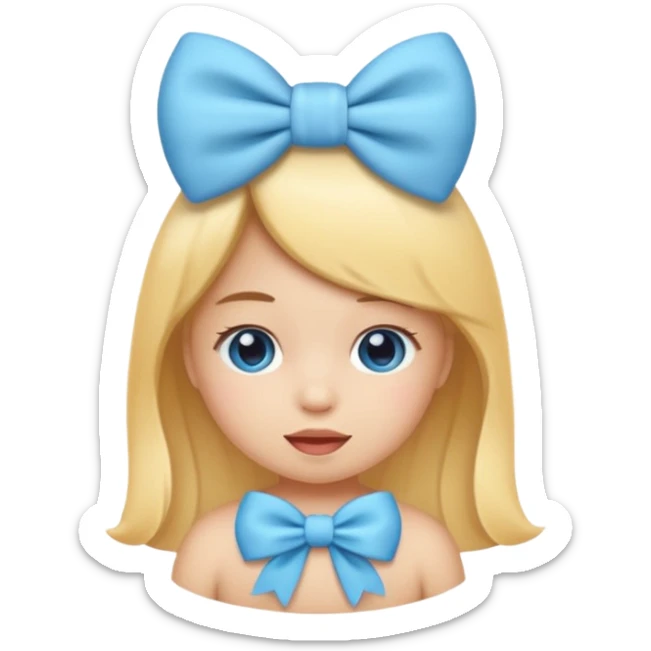 Mache einen coquette emoji ne babyblaue schleife ohne Gesicht  sticker