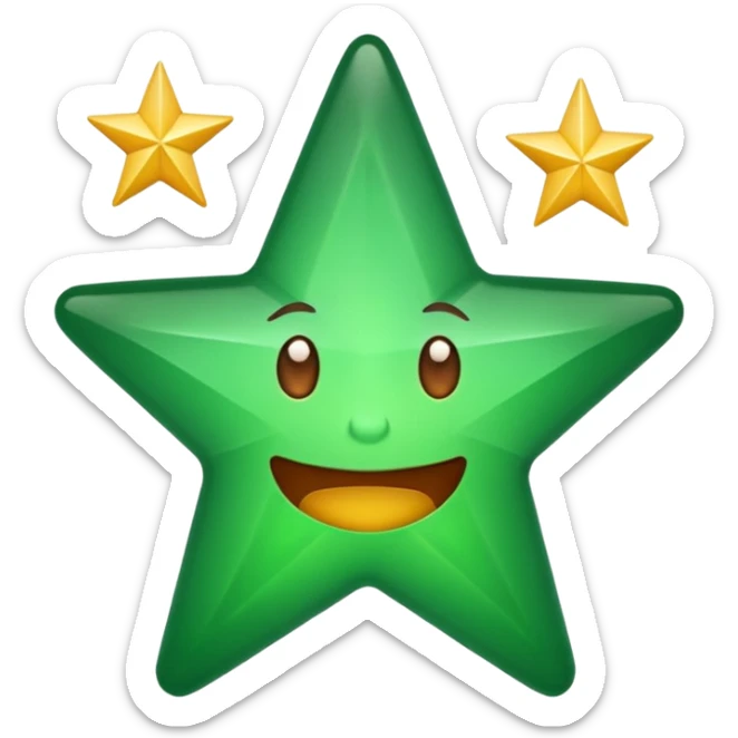 an emoji with the green star of the five star award logo sticker