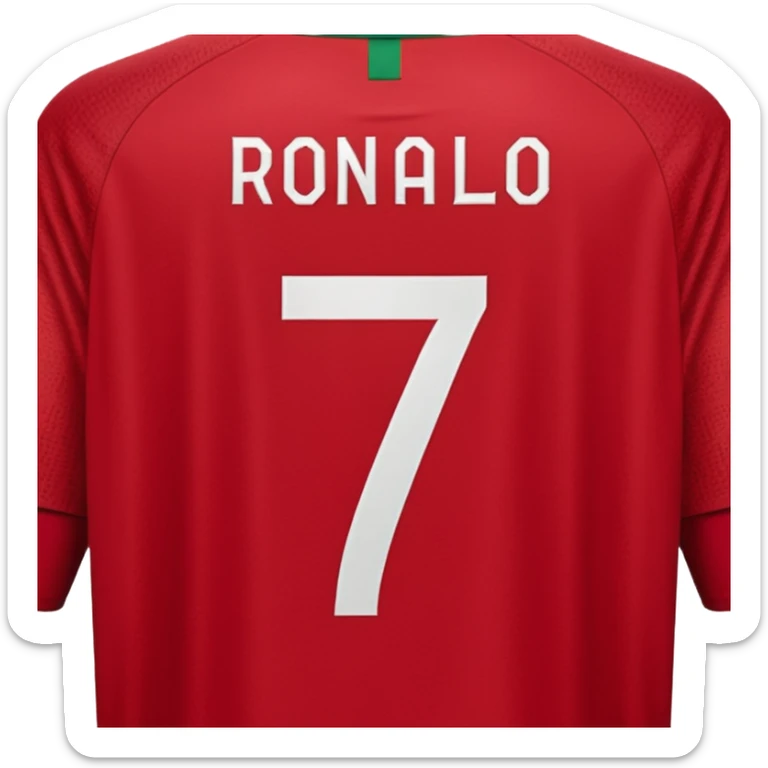 Create back side jersey of Portugal football team of red colour. Name "RONALDO" sticker