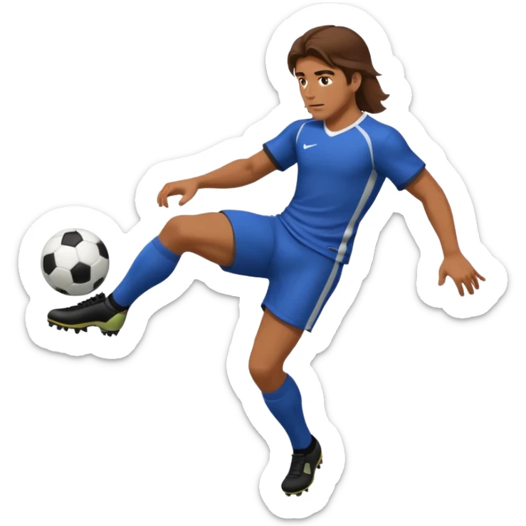 Long Haired Football Players, Male player with long hair kicking ball sticker
