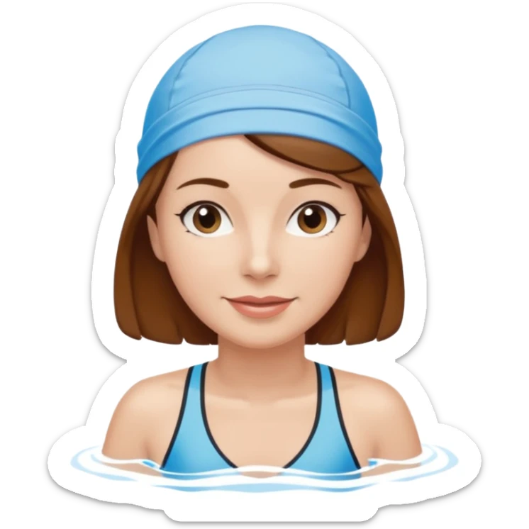 a femela swimming coach with shoulder lengt brown hair and a friendly face - a little older early 50s sticker