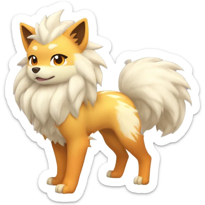 Colorful Shiny Kawaii Cute Arcanine—Vulpix-Ninetails-Shiba-Inu-Fakémon-Pokémon full body sticker