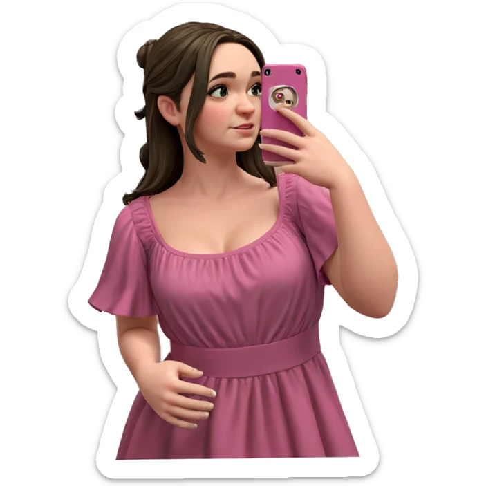 bathroom selfie in pink dress sticker