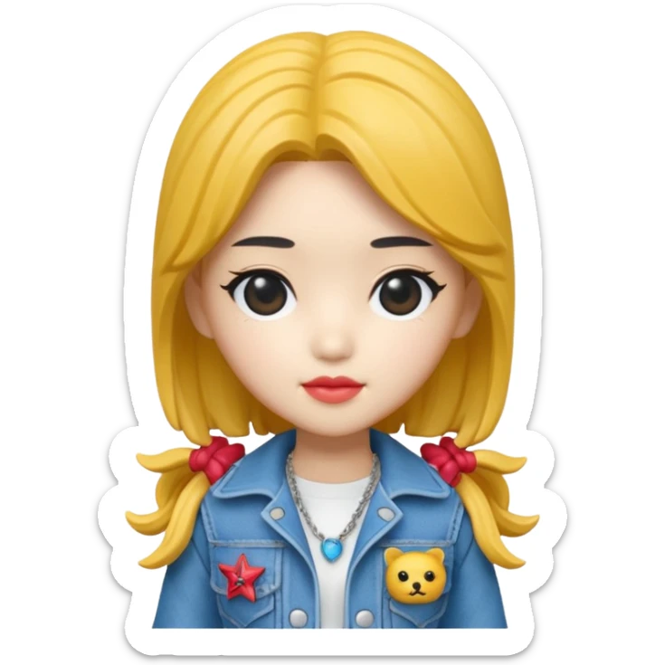 Isolated, breathtakingly vivid and intricately detailed digital illustration of the most incredibly adorable female kpop denom hunter figurine imaginable, toy style. sticker