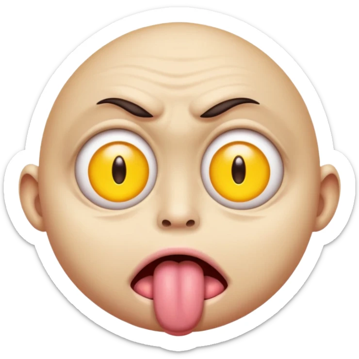 ugly pleading with eyes yellow emoticon🥺👀 emoji with tongue out sticker