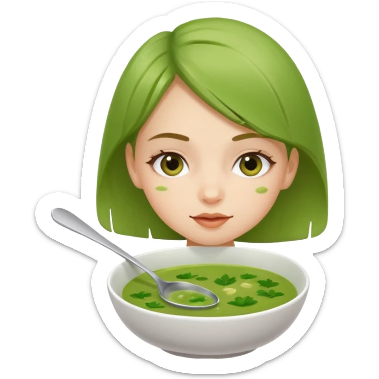 Je veux une fille qui mange une soupe verte sticker