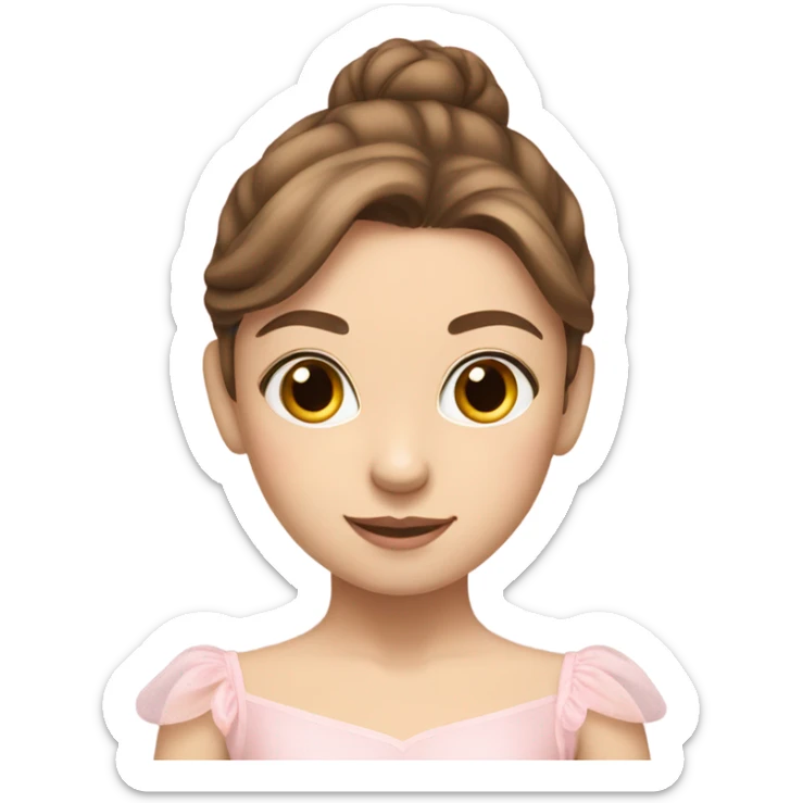 girl fair skin, brown hair, ballerina pink soft sticker