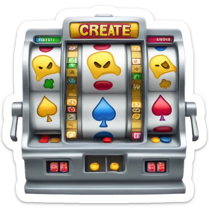 Create an emoji of a slot machine with three thumbs up across the top reel and the word like across the bottom reel and like money signs or coins coming out? sticker