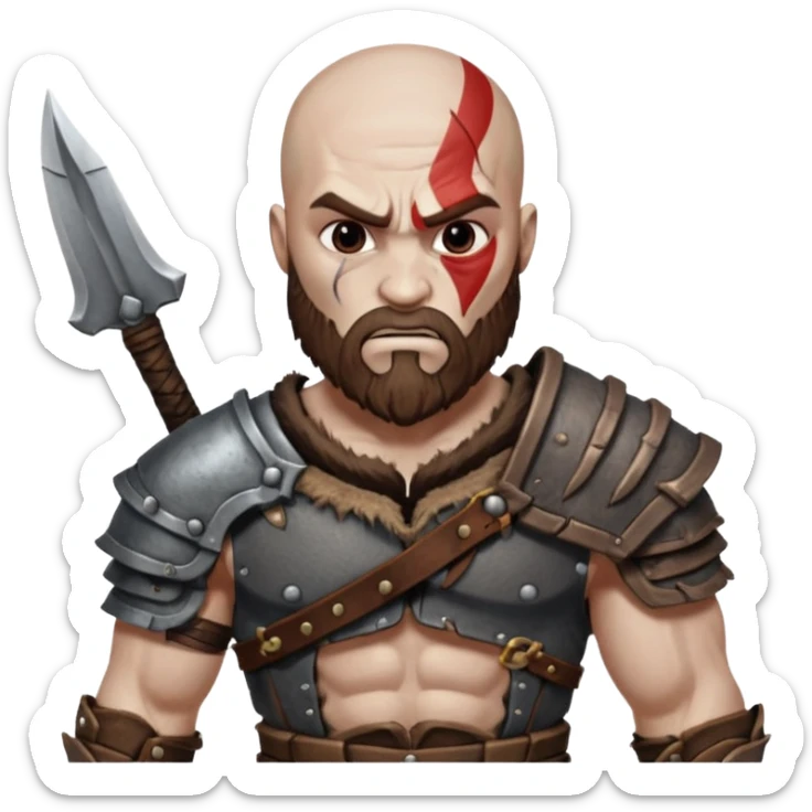 create a emoji for god of war kartos version with his wife of love blueheart sticker