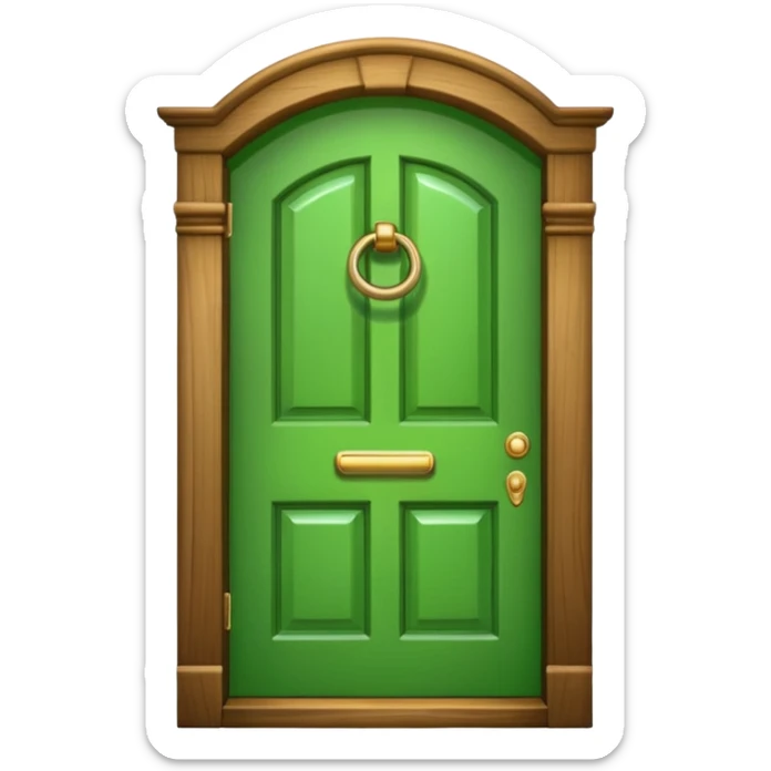 A simple green door emoji in the style of Apple emoji with a handle. sticker