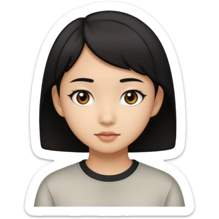 Create an icon of A light brown skinned Asian teenage girl who has black eyes and short black hair sticker