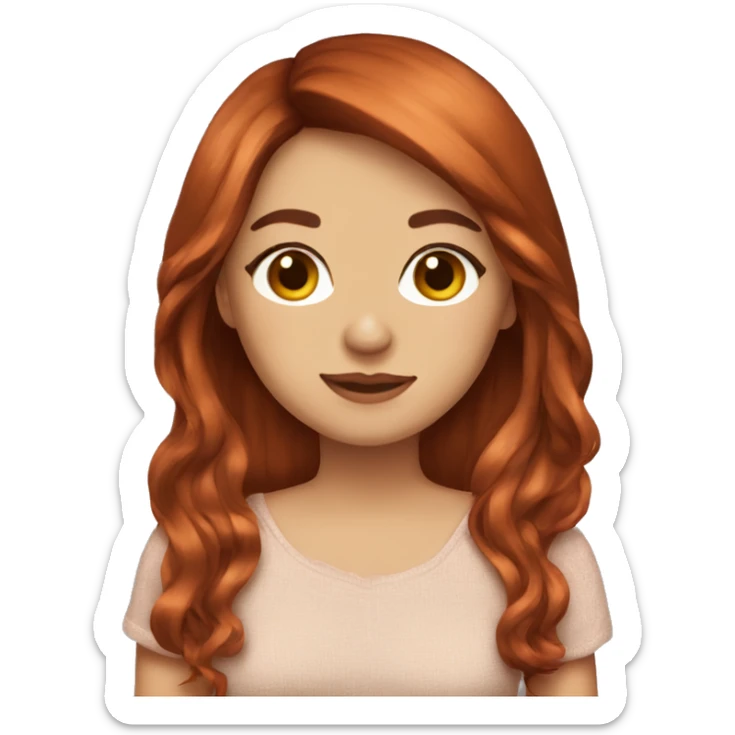 beautiful girl with long red brown hair and curtain bangs and cute clothes sticker