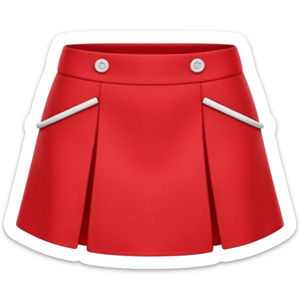 A 3D cartoon red skort (skirt-shorts combo) with gentle fabric folds and neat finish, isolated on plain background, Memoji-style. sticker
