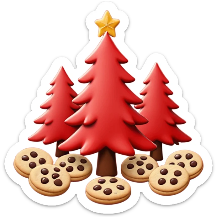 Christmas wallpaper with emoji trees cookies chilling all in red colour sticker