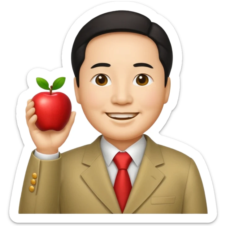 Mao Zedong emoji, smiling, wearing a Zhongshan suit, apple emoji style sticker