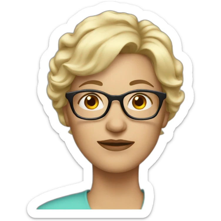 middle age woman blonde hair and glasses sticker