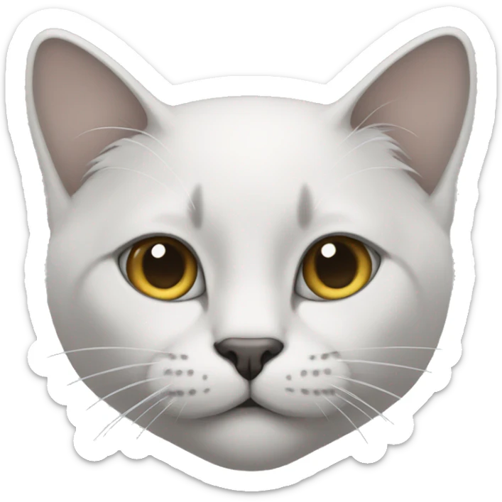 cat whose nose and the middle of its face are white and the rest of it is gray sticker