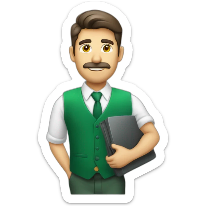 hombre calvo ojos verdes asesor profesional de seguros sticker