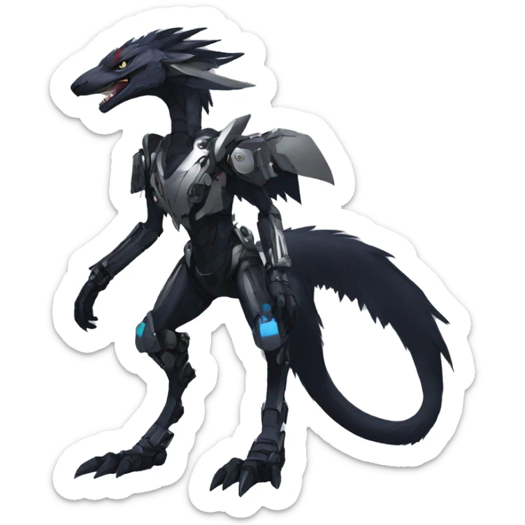 Full body Edgy Anthro Futuristic Mechanical Sergal-raptor-nargacuga-vernid sticker